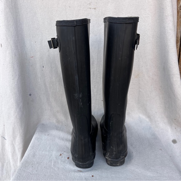 Hunter Original W23076 Classic Black Tall Natural Rubber Rain Boots Size 8M/9F - Picture 11 of 13